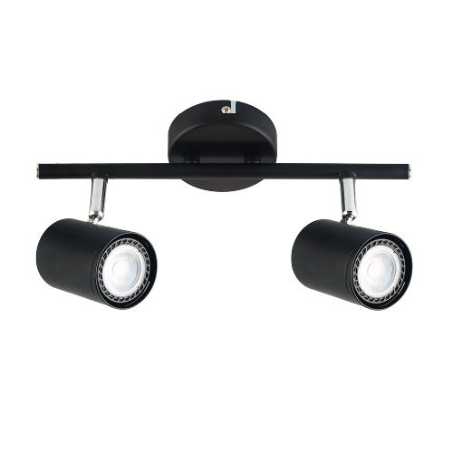 Aplique 2 luces GU10 barral 30CM negro con cromo